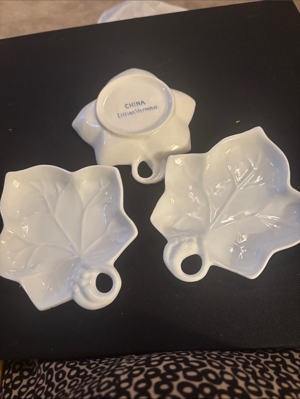 Lillian Vernon White Ceramic Leaf Dishes - Set of 3